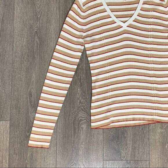 Tommy Hilfiger Women's Stripe Sweater V-neck Pullover Vintage 2000 Preppy Size M - Picture 8 of 16